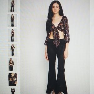 Crop top and flare bottoms pants set